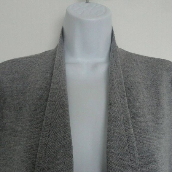 NWT EILEEN FISHER Moon Grey Fine Merino Jersey Cascading Cardigan Sweater Medium - Picture 3 of 7